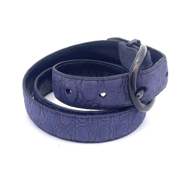 Just Jamie Women Italian Alligator Calfskin Leather Belt Bluish Size 28\